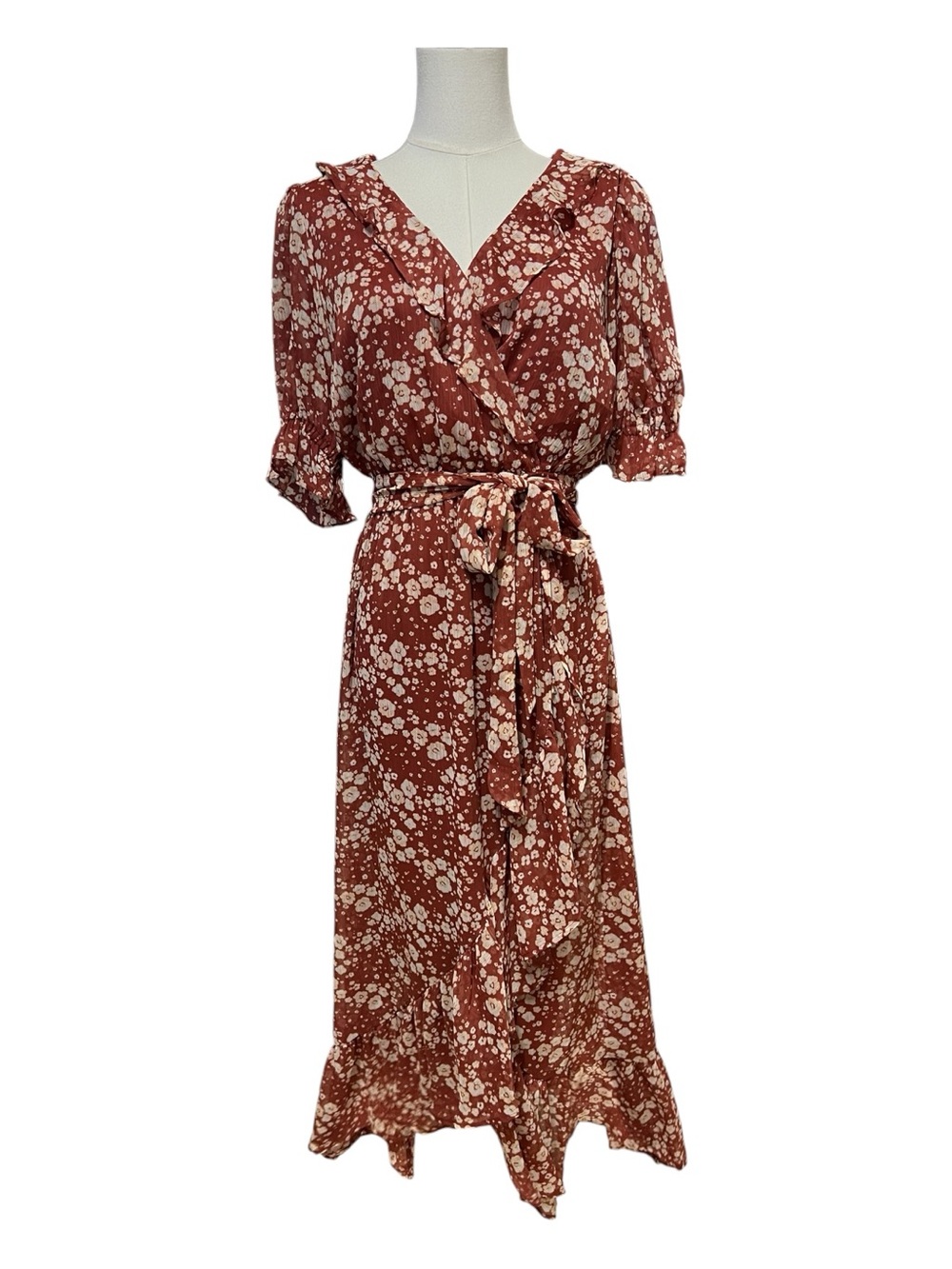 🆕 NWT LC Lauren Conrad Rust Floral Ruffle Maxi Dress | Small